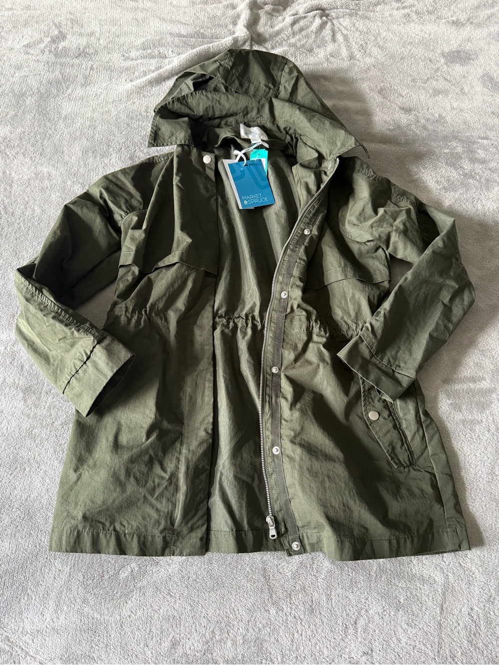 Market and Spruce Women’s Olive Hooded Anorak Jacket Sz M